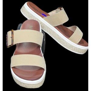 MIA Shoes Womens Carleen Double Strap Slide Sand Suede Weaved Sandal Size 8 1/2